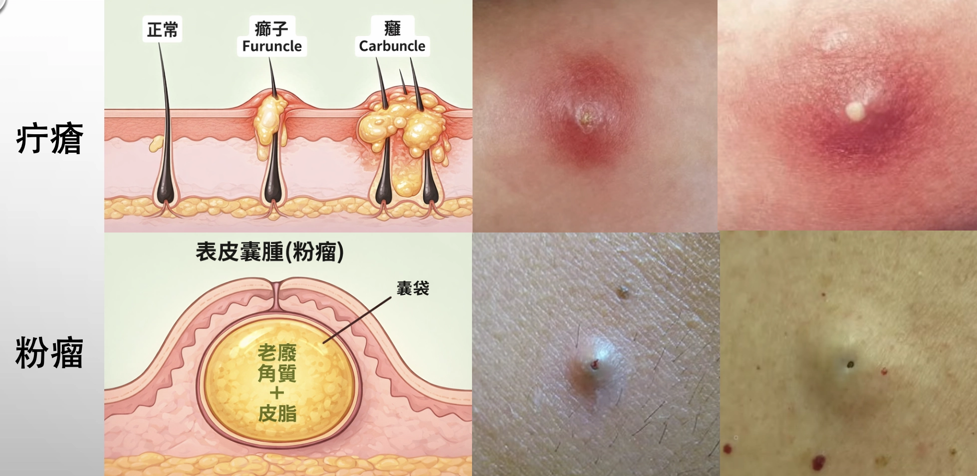 疔瘡和粉瘤的差異圖