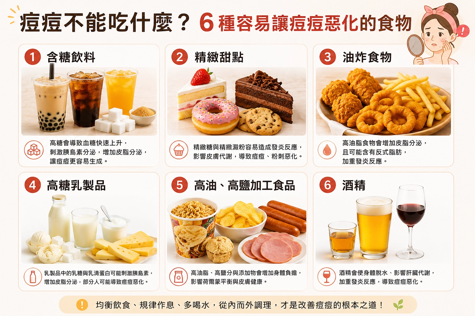 痘痘不能吃什麼?6種容易讓痘痘惡化的食物