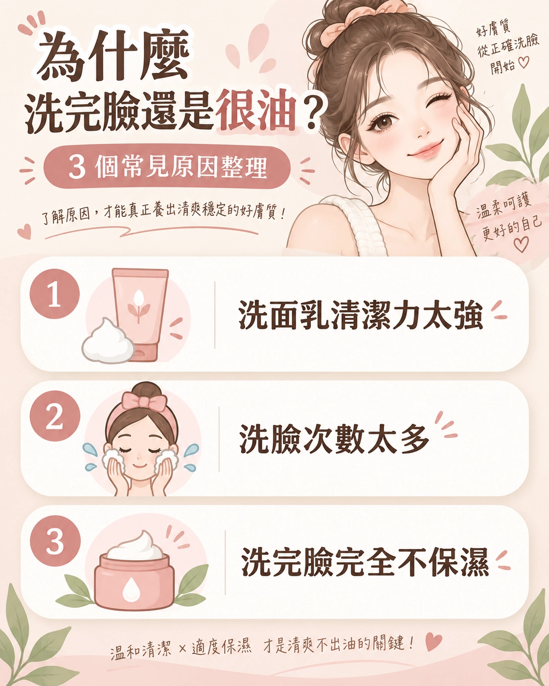 為什麼洗完臉還是很油?3個常見元斤