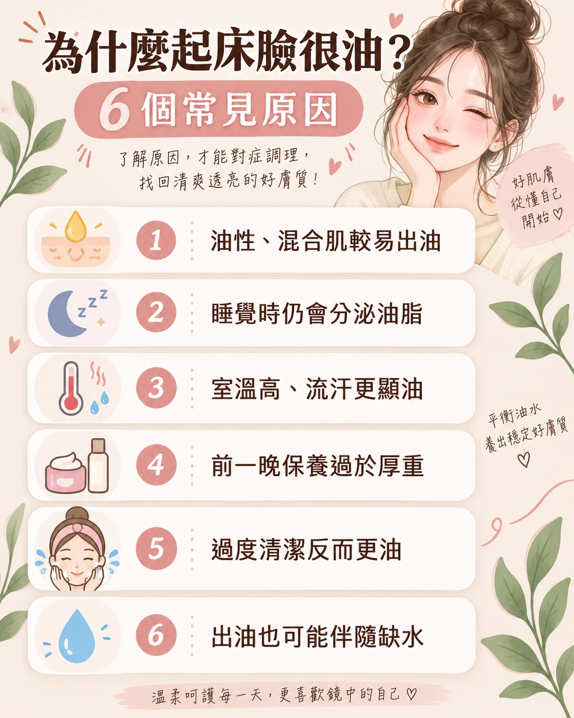 為什麼起床臉很油? 6 個常見原因