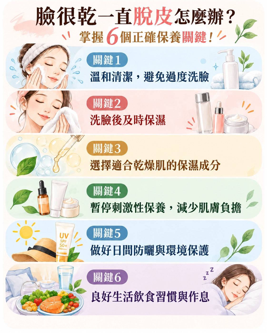 臉很乾一直脫皮怎麼辦?掌握 6 個正確保養關鍵